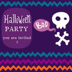 Halloween doodle invitation or greeting card