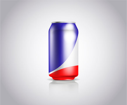 Metal can design. Vector illustration of cold drink