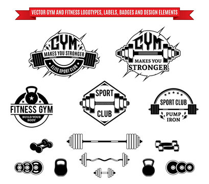 Vector Gym and Fitness Logo, Labels and Design Elements