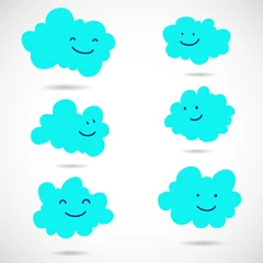 Plexiglas foto achterwand Set of cute cartoon clouds © tashanatasha