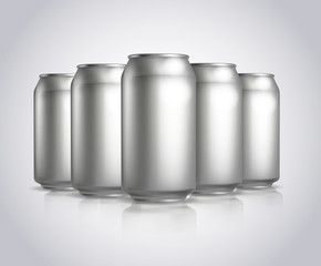 Metal cans composition. Vector illustration of cold drink