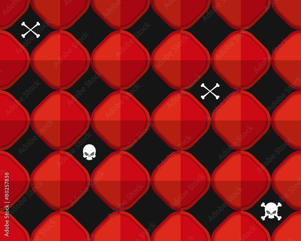 Poster abstract red seamless pattern with bones and skulls