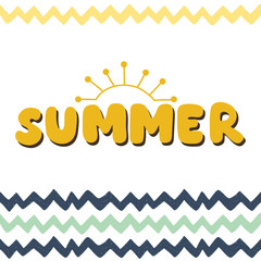 Summer lettering with hand drawn chevron background