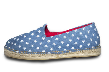 Zapato azul puntos blancos perfil