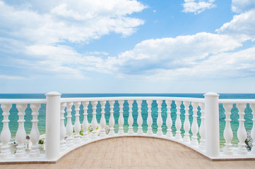 Fototapeta na wymiar Balcony view on the sea shore