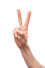 Two fingers on white background
