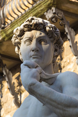 Statue of David in Florence with contrast light