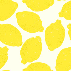 Hand drawn lemon seamless pattern