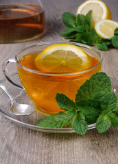 Cup of tea with lemon