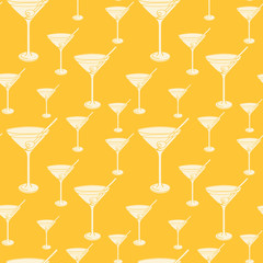 Cocktail glass silhouettes seamless pattern