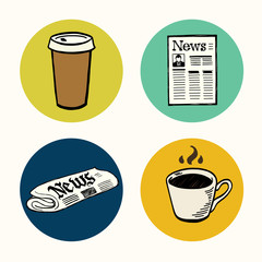 Set of hand drawn coffee break icons.