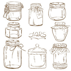 Set of isolated mason jars - obrazy, fototapety, plakaty