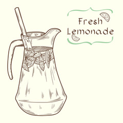 Hand drawn sketched jus of lemonade.