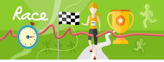 Winning athlete crosses the finish line
