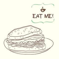 Hand drawn sandwich.