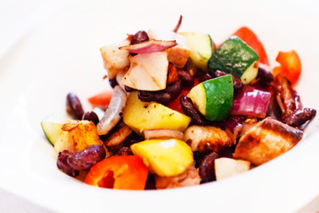 grilled vegetables with meat