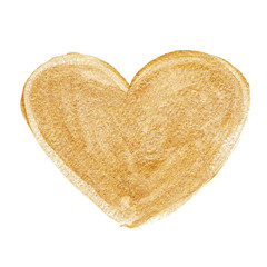 Gold acrylic heart. Hand drawn.
