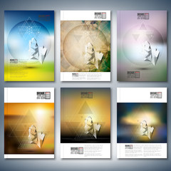Abstract 3D pyramids. Infographic set. Brochure, flyer or report