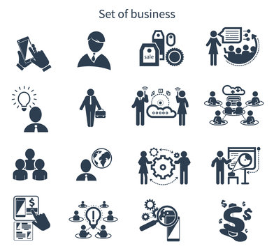 Business Presentation Teamwork Concept Icons