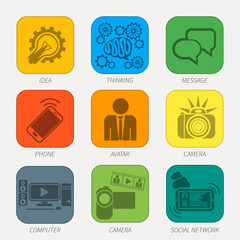 Set of media communication and hipster elements