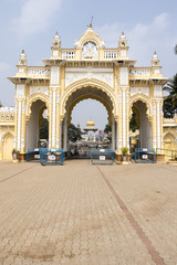 Fototapeta na wymiar Entrance gate of Maharaja's Palace in Mysore - Karnataka - India