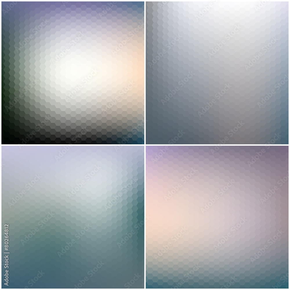 Poster abstract blurred hexagonal backgrounds set