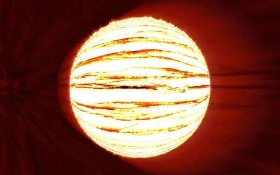 bright planet explosion flash on a red backgrounds