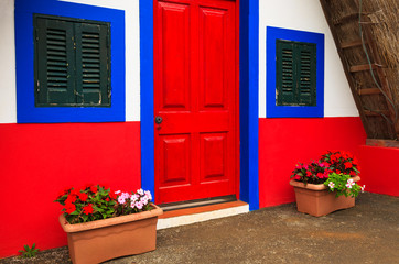 Traditional house in Santana village, Madeira island, Portugal