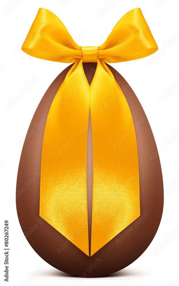 Wall mural Easter chocolate egg with golden ribbon bow