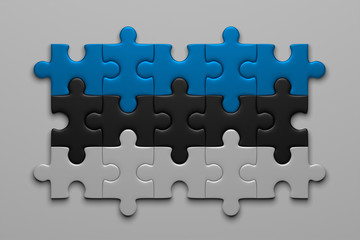 Estonian flag of puzzle pieces