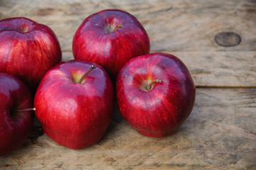 Apple on wooden background, Fruit or healthy fruit