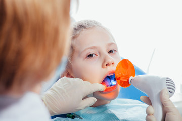 Dentist ultraviolet light equipment. Child.