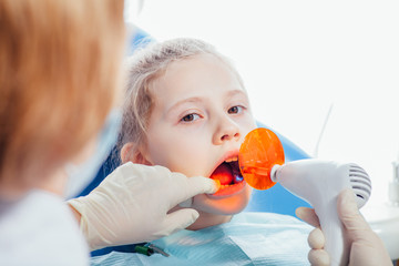 Dentist ultraviolet light equipment. Child.