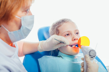 Dentist ultraviolet light equipment. Child.