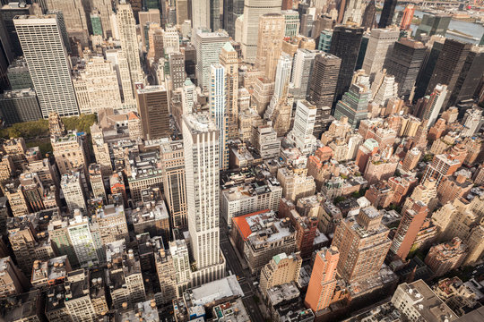 Aerial View of Downtown Manhattan New York City