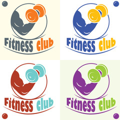 Fitness club logo with a silhouette of a man multicolor