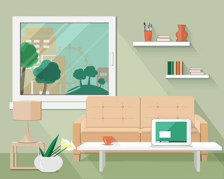 Flat modern design vector illustration of living room