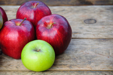 Apple on wooden background, Fruit or healthy fruit