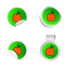 sticker green color with red peach vector