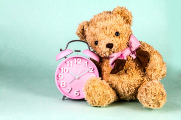 retro and vintage style of Old fashioned alarm clock and cute br