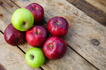 Apple on wooden background, Fruit or healthy fruit