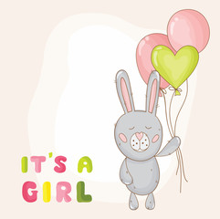 Cute Baby Bunny Background - Baby Shower or Arrival Card
