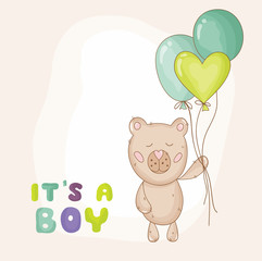 Cute Baby Bear Background - Baby Shower or Arrival Card