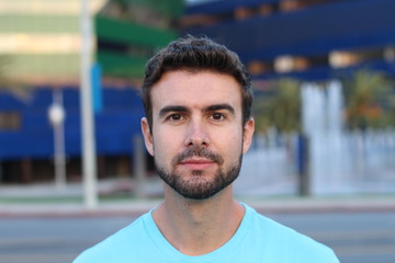 Handsome young natural man with facial hair