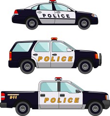 Police car on a white background in a flat style