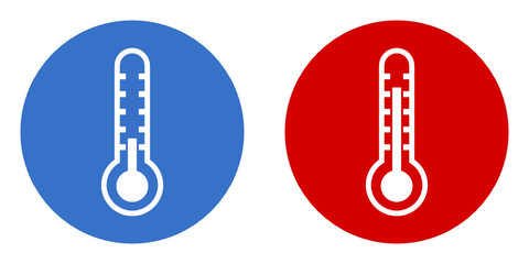 hot and cold thermometer icon set