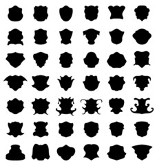 Set decorative shape border black silhouette tag label symbol