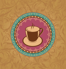 Cute ornate vintage with coffee cup