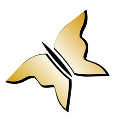 Illustration gold butterfly of white background