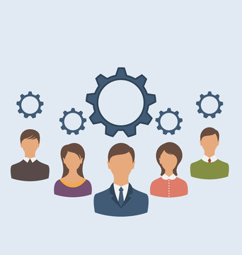Business people with cogwheels, business teamwork